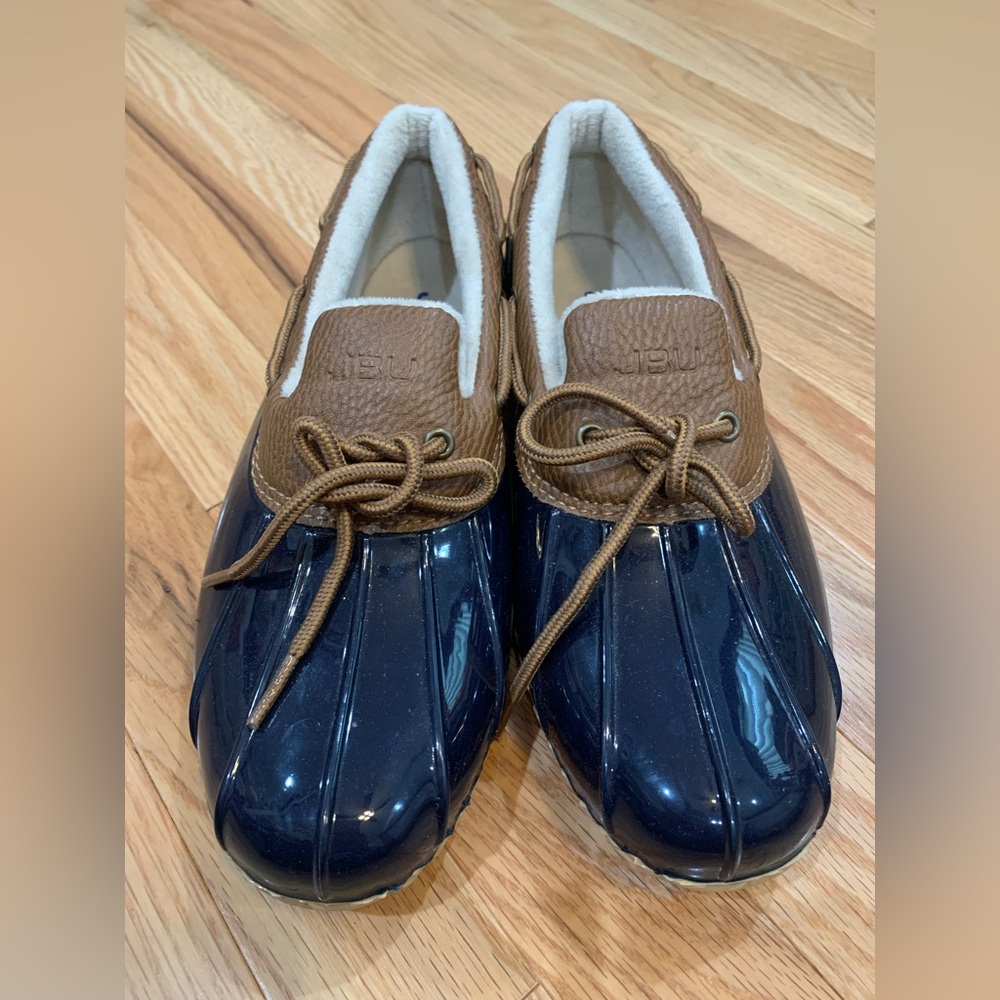JBU Navy and Brown Waterproof Slip-On Boots